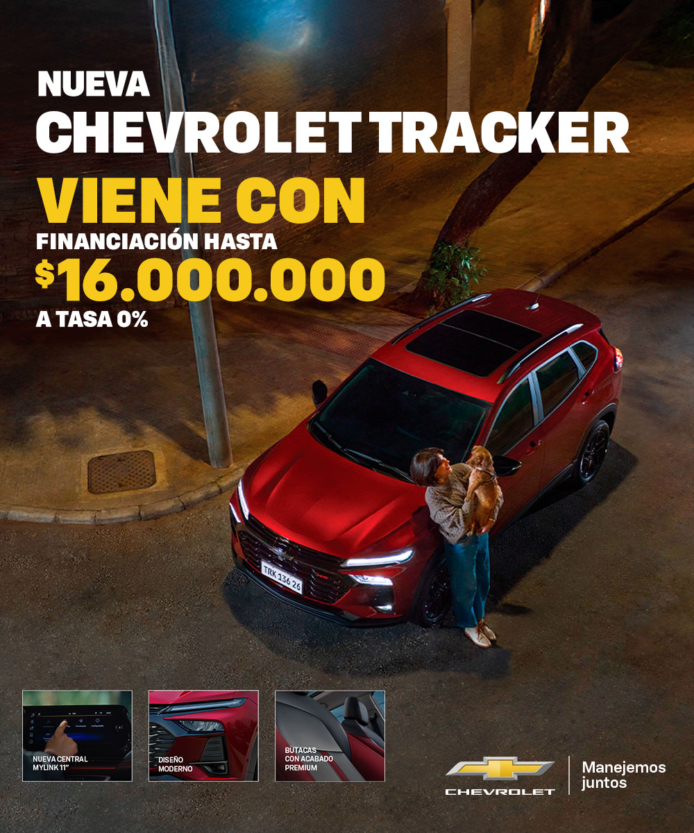 Chevrolet Tracker financiada hasta $16.000.000 a tasa 0%
