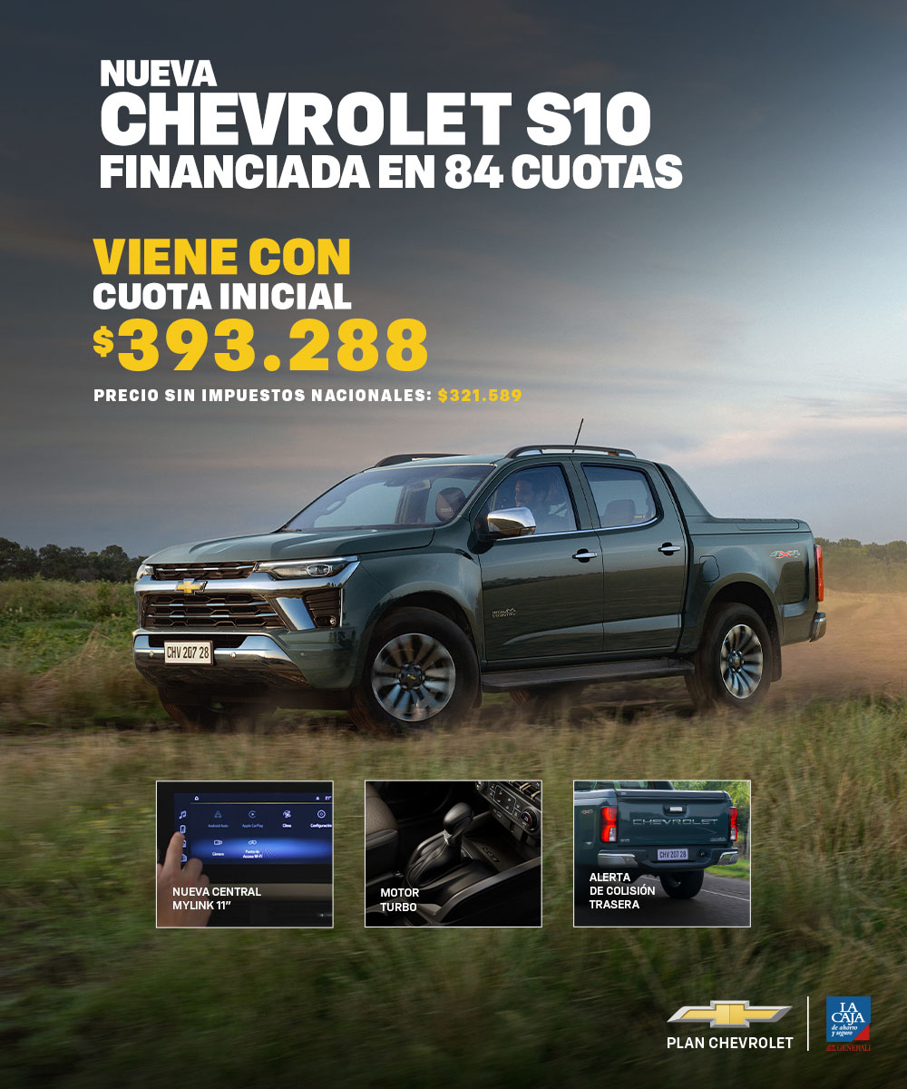 Chevrolet S10 gris financiado en 84 cuotas con plan Chevrolet.